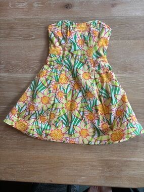 Lilly Pulitzer Strapless Floral Seersucker Dress |Size 00| 100% Cotton| Like New